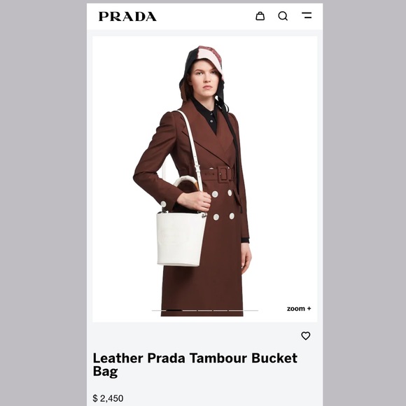 PRADA - White Leather Tambour Bucket Bag - $2,400 - Picture 9 of 9